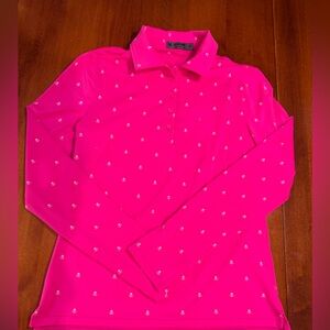G/FORE Bright Pink Polo with Skull Design
